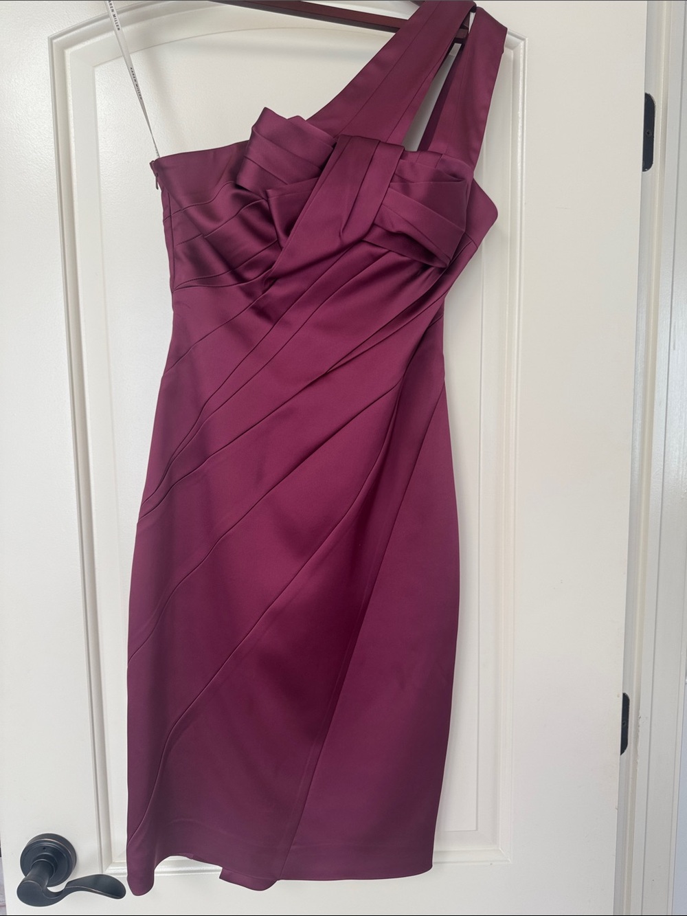 Karen Millen One-Shoulder Sheath Dress in Plum